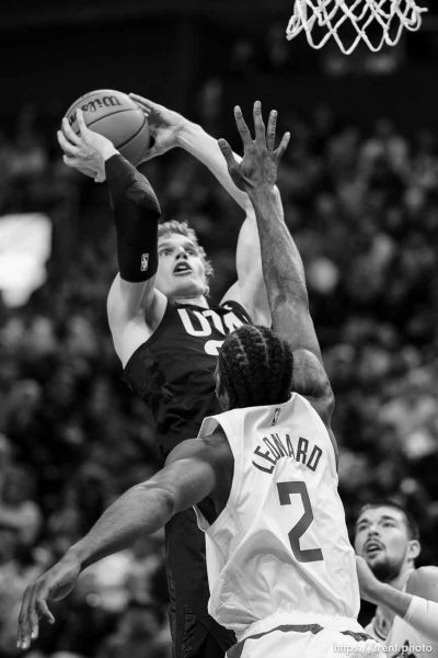 (Trent Nelson  |  The Salt Lake Tribune) Utah Jazz forward Lauri Markkanen (23) as the Utah Jazz host the LA Clippers, NBA basketball in Salt Lake City on Friday, Oct. 27, 2023.