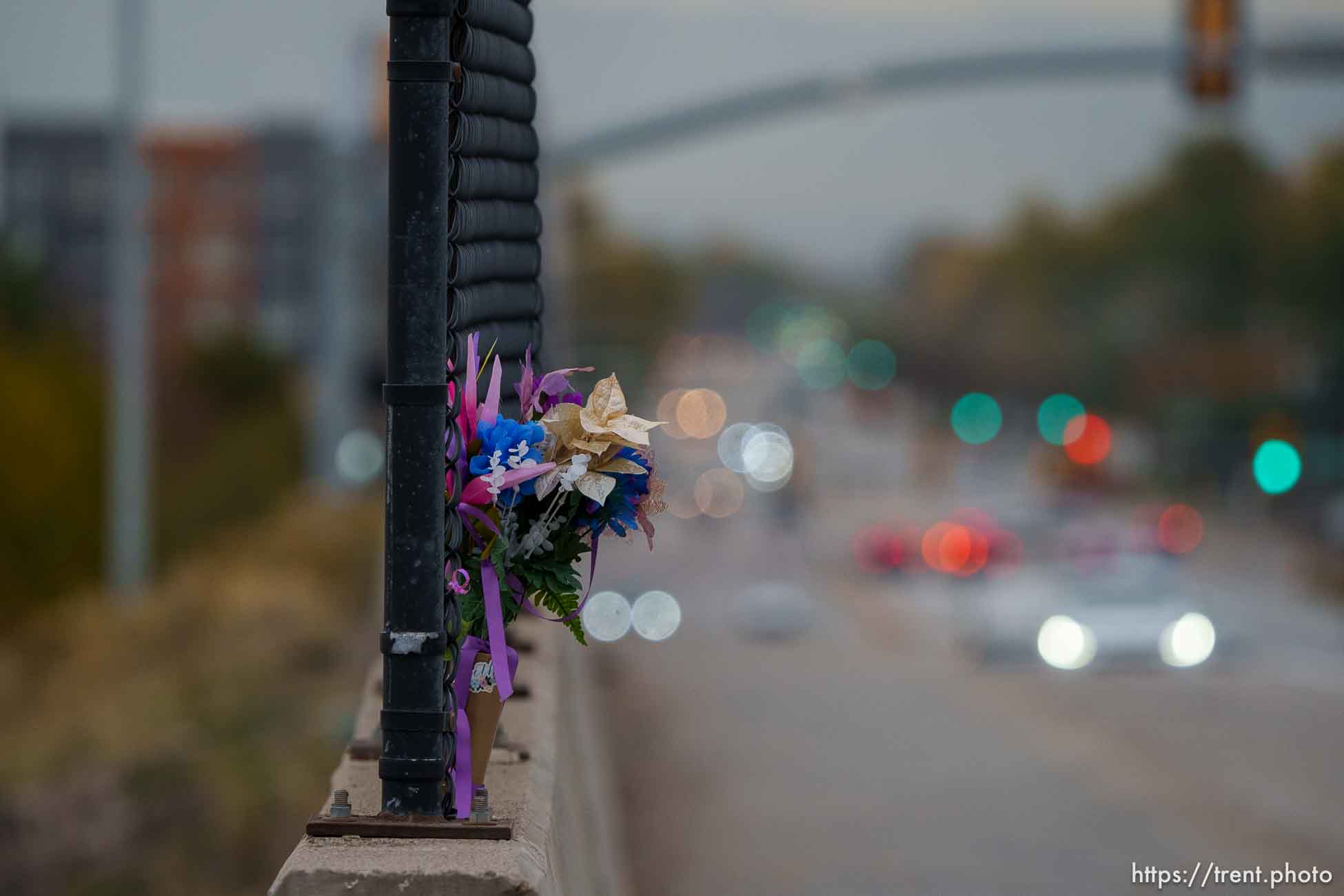 memorial to Vanessa, freeway overpass, Monday November 6, 2023.