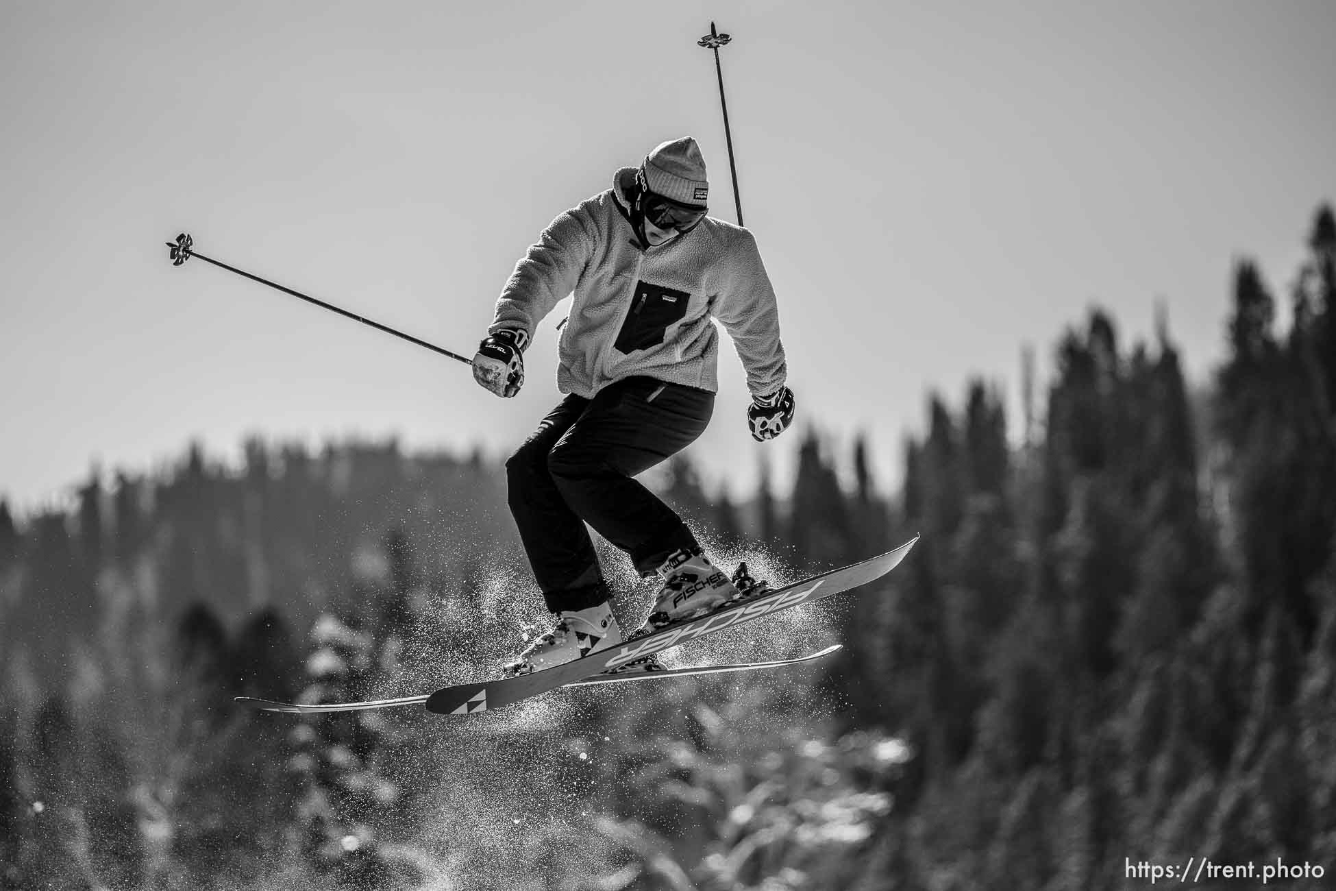 (Trent Nelson  |  The Salt Lake Tribune) A skier enjoys opening day at Solitude Mountain Resort on Friday, Nov. 10, 2023.