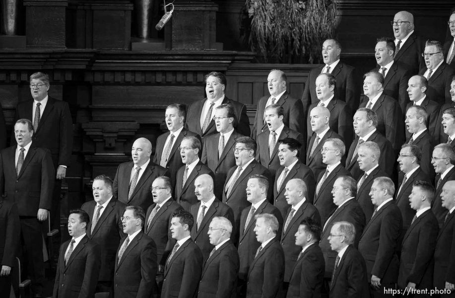 (Trent Nelson  |  The Salt Lake Tribune) The Tabernacle Choir at Temple Square sings at the funeral for M. Russell Ballard, longtime Latter-day Saint apostle, at the Tabernacle in Salt Lake City on Friday, Nov. 17, 2023.