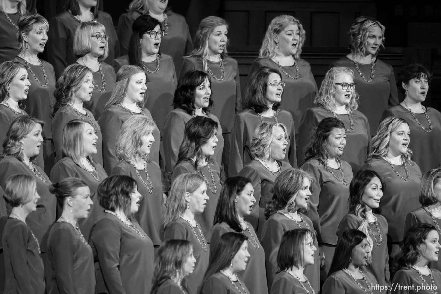 (Trent Nelson  |  The Salt Lake Tribune) The Tabernacle Choir at Temple Square sings at the funeral for M. Russell Ballard, longtime Latter-day Saint apostle, at the Tabernacle in Salt Lake City on Friday, Nov. 17, 2023.