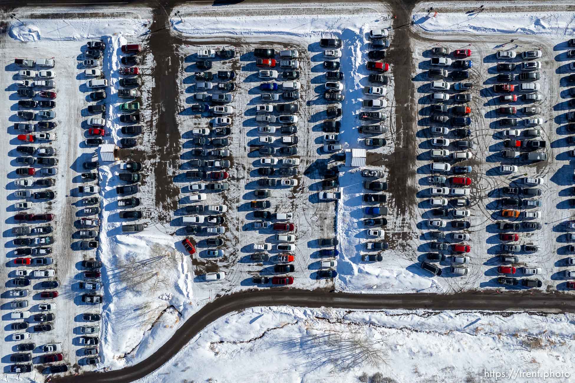 (Trent Nelson  |  The Salt Lake Tribune) Parking lots for the Snow Park Lodge at Deer Valley on Saturday, Dec. 9, 2023.