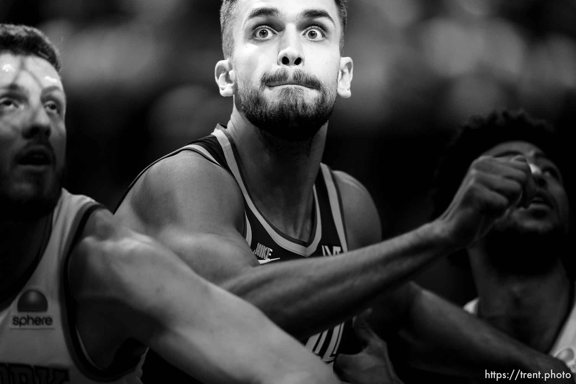 (Trent Nelson  |  The Salt Lake Tribune) 
Utah Jazz center Omer Yurtseven (77) as the Utah Jazz host the New York Knicks, NBA basketball on Wednesday, Dec. 13, 2023.