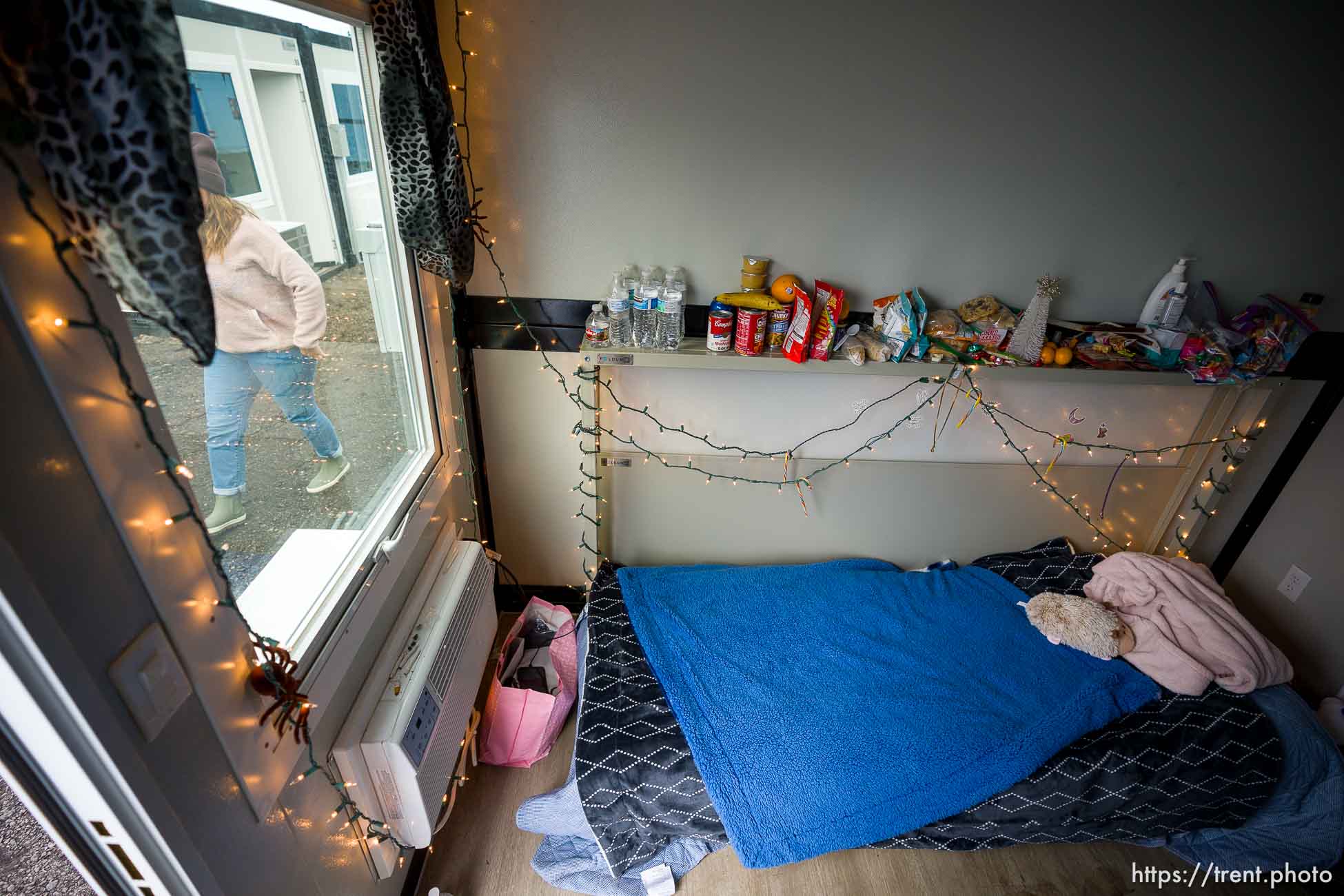 (Trent Nelson  |  The Salt Lake Tribune) The interior of a unit at Salt Lake City’s first legal homeless camp on Tuesday, Dec. 19, 2023.