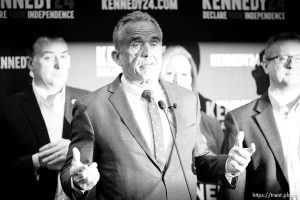 (Trent Nelson  |  The Salt Lake Tribune) Independent presidential candidate Robert F. Kennedy Jr. speaks at a news conference in Salt Lake City on Wednesday, Jan. 3, 2024.