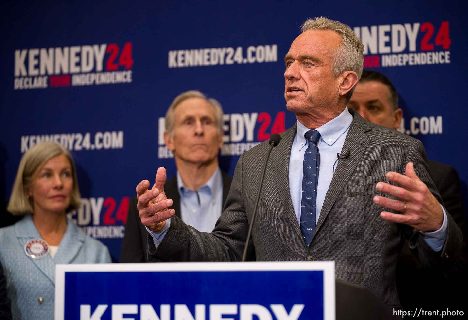 (Trent Nelson  |  The Salt Lake Tribune) Independent presidential candidate Robert F. Kennedy Jr. speaks at a news conference in Salt Lake City on Wednesday, Jan. 3, 2024.