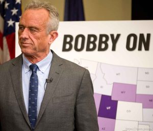 (Trent Nelson  |  The Salt Lake Tribune) Independent presidential candidate Robert F. Kennedy Jr. speaks at a news conference in Salt Lake City on Wednesday, Jan. 3, 2024.