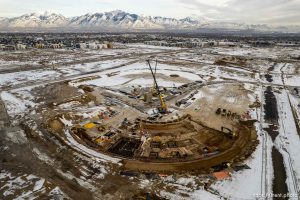 (Trent Nelson  |  The Salt Lake Tribune) Construction on the new Salt Lake Bees baseball stadium in South Jordan's Daybreak neighborhood on Friday, Jan. 19, 2024.