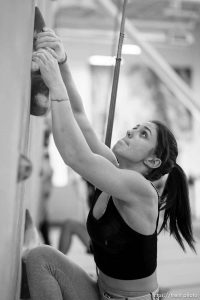 (Trent Nelson  |  The Salt Lake Tribune) Piper Kelly. Speed climbers with Olympic aspirations gather at Momentum Indoor Climbing in Millcreek for a speed training camp on Tuesday, Jan. 30, 2024.