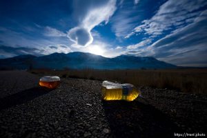 Trucker bombs on the side of the road, Brigham City on Thursday, Feb. 1, 2024.