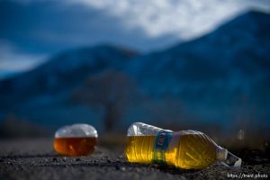 Trucker bombs on the side of the road, Brigham City on Thursday, Feb. 1, 2024.