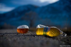 Trucker bombs on the side of the road, Brigham City on Thursday, Feb. 1, 2024.