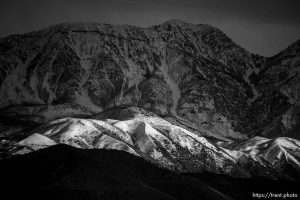 Snow on the mountains, from Goshen on Monday, Feb. 19, 2024.