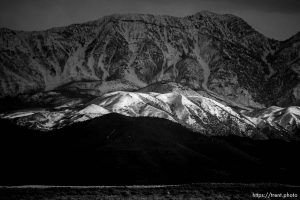 Snow on the mountains, from Goshen on Monday, Feb. 19, 2024.