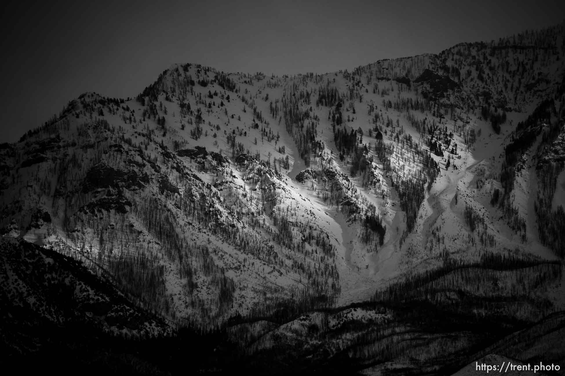 Snow on the mountains, from Goshen on Monday, Feb. 19, 2024.