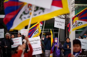 (Trent Nelson  |  The Salt Lake Tribune) 
Rally for human rights in Tibet in Salt Lake City on Friday, March 1, 2024.