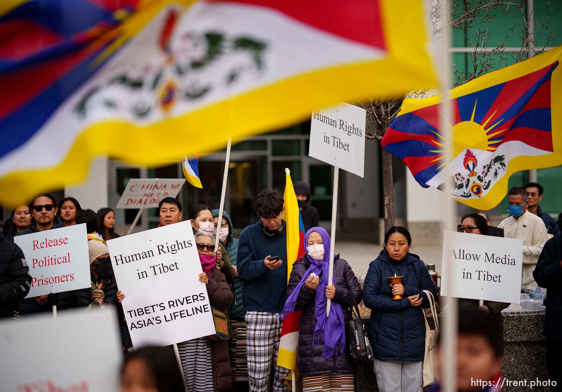 (Trent Nelson  |  The Salt Lake Tribune) 
Rally for human rights in Tibet in Salt Lake City on Friday, March 1, 2024.