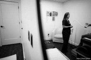 (Trent Nelson  |  The Salt Lake Tribune) Danielle Pendergrass meets with a patient at Eastern Utah WomenÕs Health in Price on Wednesday, March 13, 2024.