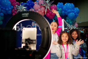 (Trent Nelson  |  The Salt Lake Tribune) People pose for a 3D selfie at SheTech Explorer Day in Sandy on Thursday, March 14, 2024.