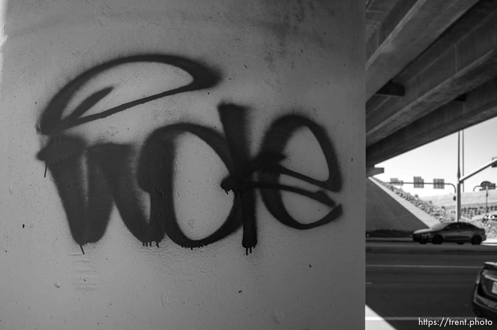 woke graffiti, on Sunday, March 17, 2024.