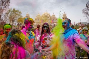 (Trent Nelson  |  The Salt Lake Tribune) The Holi Festival of Colors at the Spanish Fork Krishna Temple on Saturday, March 30, 2024.