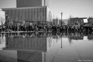 (Trent Nelson  |  The Salt Lake Tribune) The statue of Moroni is returned to the top of the LDS temple in Salt Lake City on Tuesday, April 2, 2024.