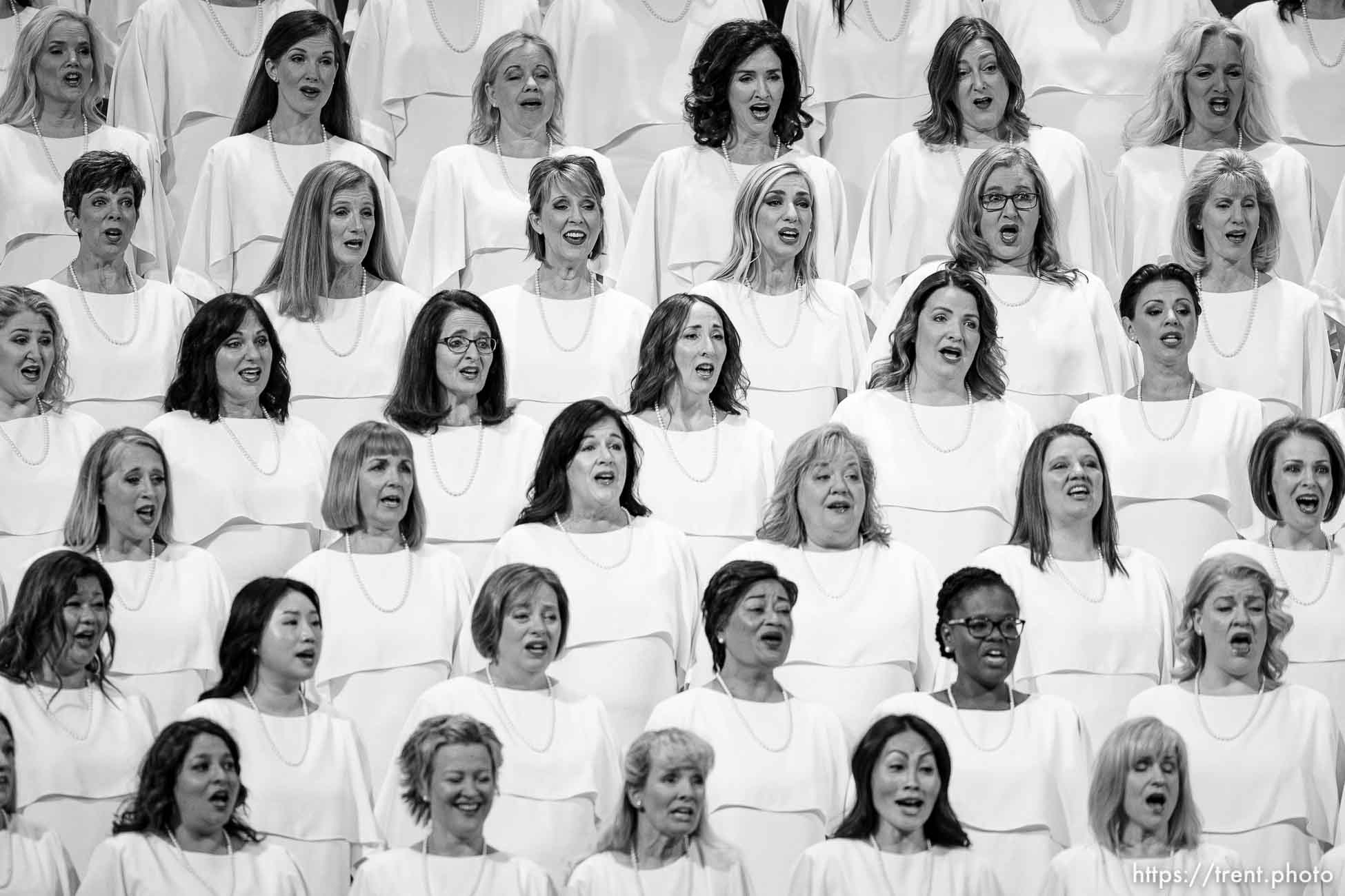 (Trent Nelson  |  The Salt Lake Tribune) The Tabernacle Choir at Temple Square at General Conference on Saturday, April 6, 2024.