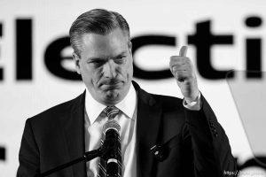 (Trent Nelson  |  The Salt Lake Tribune) State Treasurer Marlo Oaks at the Utah Republican Nominating Convention in Salt Lake City on Saturday, April 27, 2024.