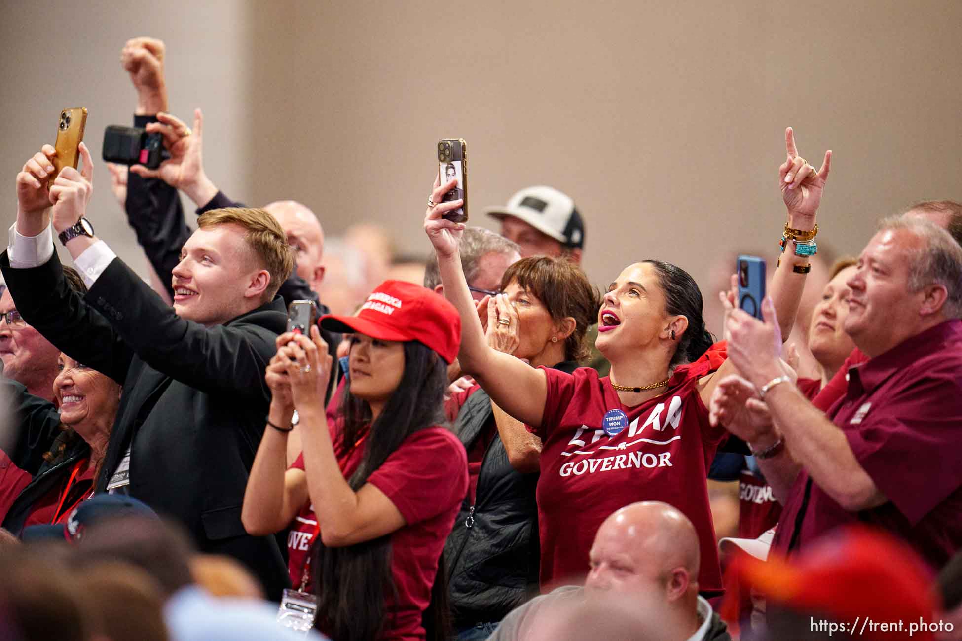 (Trent Nelson  |  The Salt Lake Tribune) Phil Lyman supporters at the Utah Republican Nominating Convention in Salt Lake City on Saturday, April 27, 2024.