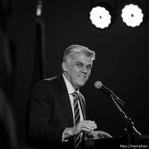 (Trent Nelson  |  The Salt Lake Tribune) Gubernatorial hopeful Phil Lyman at the Utah Republican Nominating Convention in Salt Lake City on Saturday, April 27, 2024.