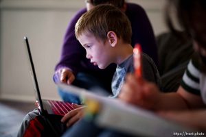 (Trent Nelson  |  The Salt Lake Tribune) Colten Mattinson works on a homeschool assignment in his Springville home on Thursday, May 9, 2024.