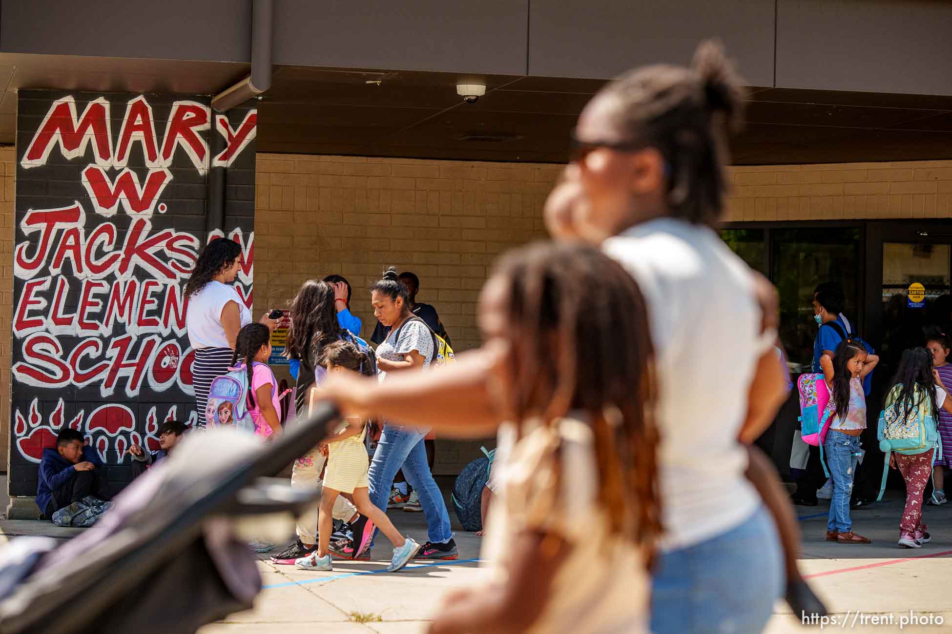 (Trent Nelson  |  The Salt Lake Tribune) Students and parents on the second to last day at Mary Jackson Elementary School in Salt Lake City on Wednesday, May 29, 2024.