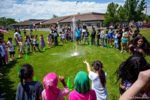 (Trent Nelson  |  The Salt Lake Tribune) Students launch rockets on the second to last day at Mary Jackson Elementary School in Salt Lake City on Wednesday, May 29, 2024.