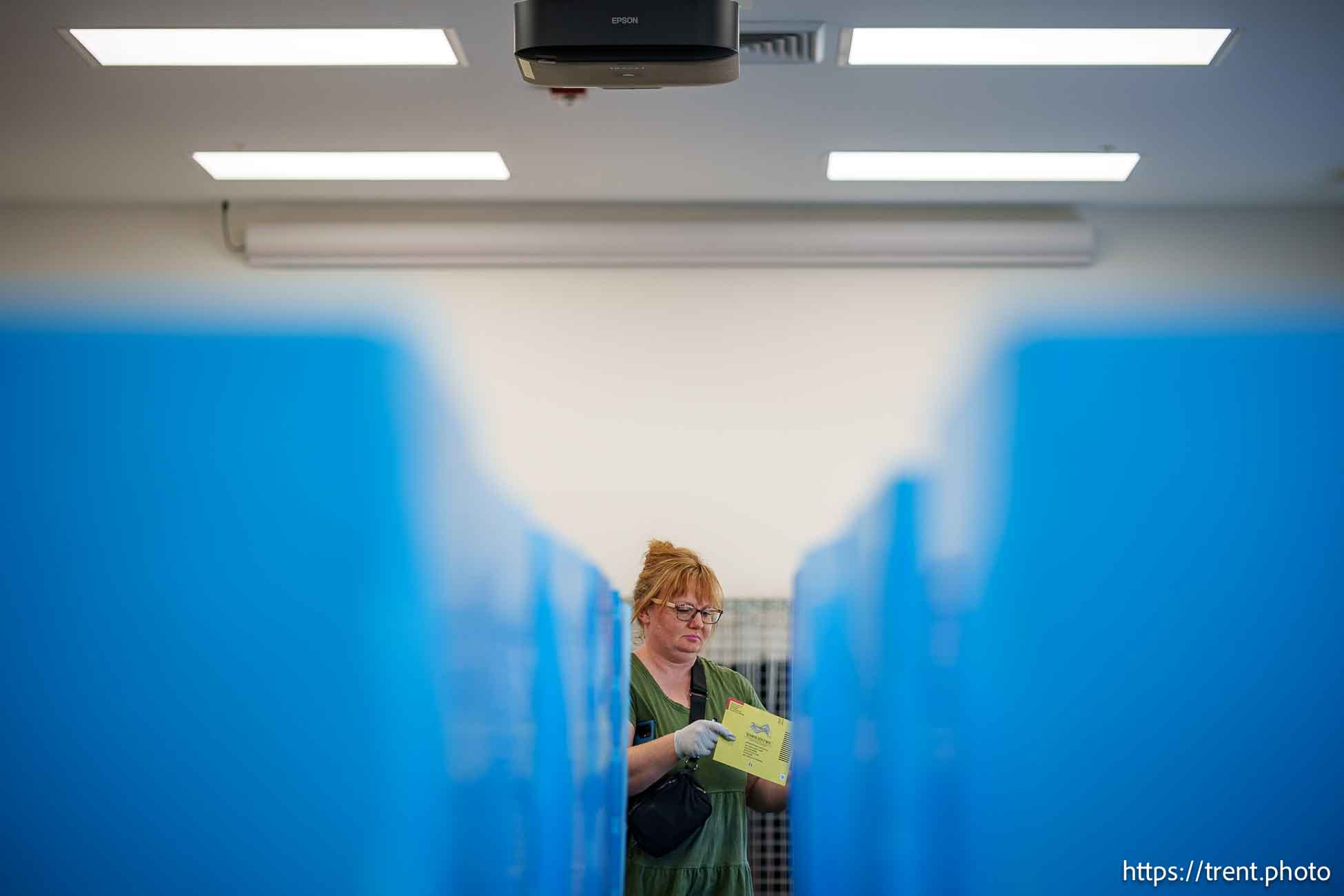 (Trent Nelson  |  The Salt Lake Tribune) Citizens vote at Riverton City Hall on Tuesday, June 25, 2024.