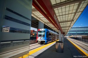 (Trent Nelson  |  The Salt Lake Tribune) The TRAX station at Salt Lake City International Airport on Thursday, June 27, 2024.