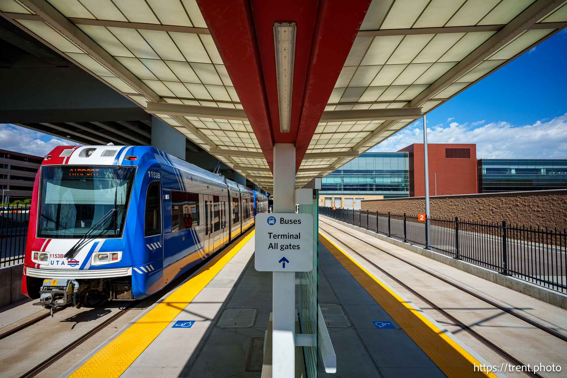 (Trent Nelson  |  The Salt Lake Tribune) The TRAX station at Salt Lake City International Airport on Thursday, June 27, 2024.