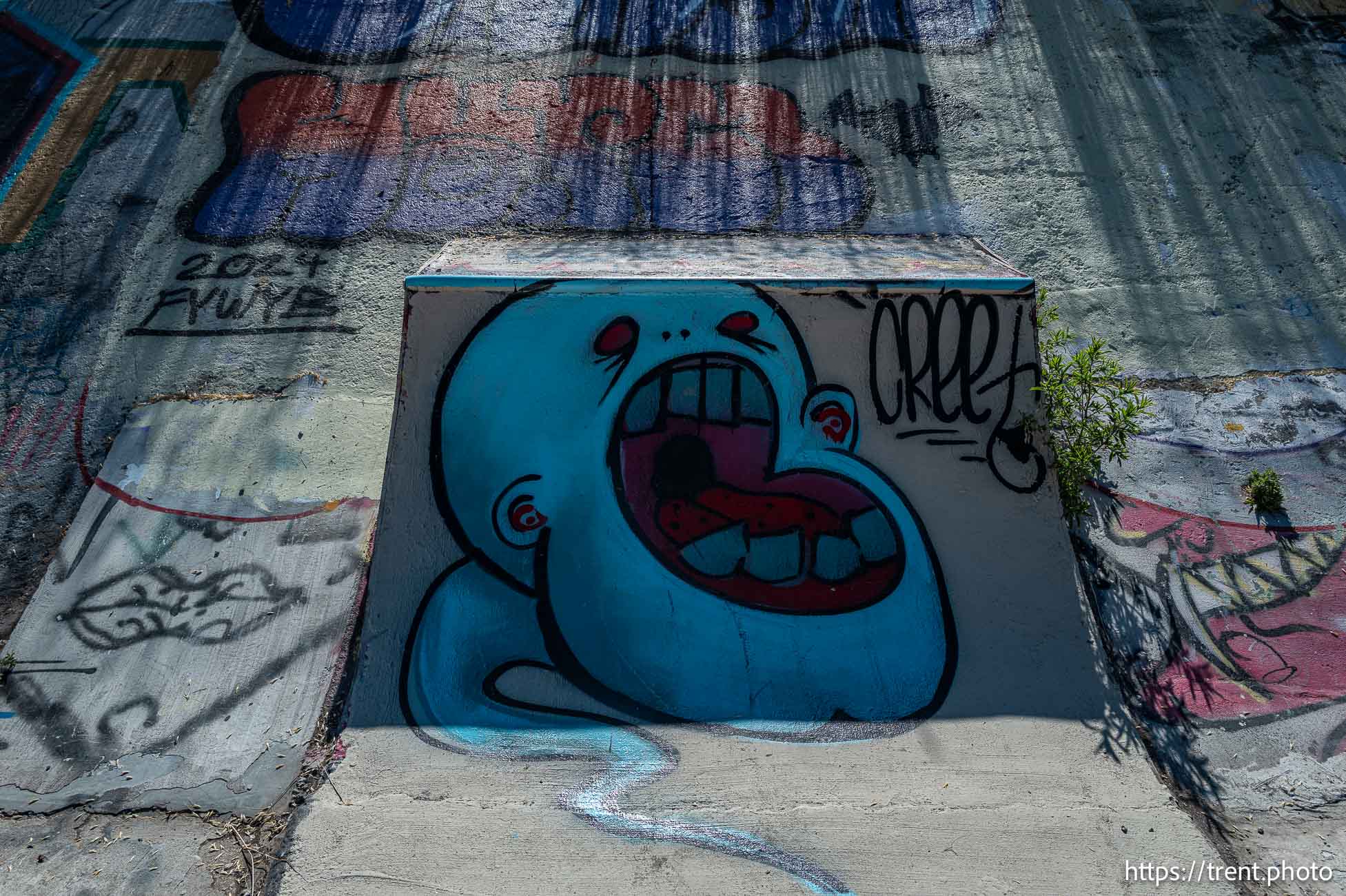 abandoned skate park, bike trail in Ogden on Tuesday, July 2, 2024.