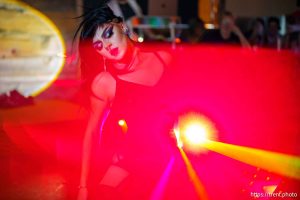 (Trent Nelson | The Salt Lake Tribune) Violet Vox at the Freedom to the Queens drag show at Edge of the World Brewery in Colorado City, Ariz., on Thursday, July 4, 2024.