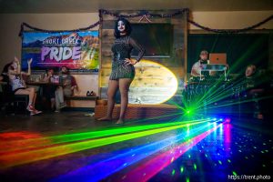 (Trent Nelson | The Salt Lake Tribune) Karma Zabich at the Freedom to the Queens drag show at Edge of the World Brewery in Colorado City, Ariz., on Thursday, July 4, 2024.