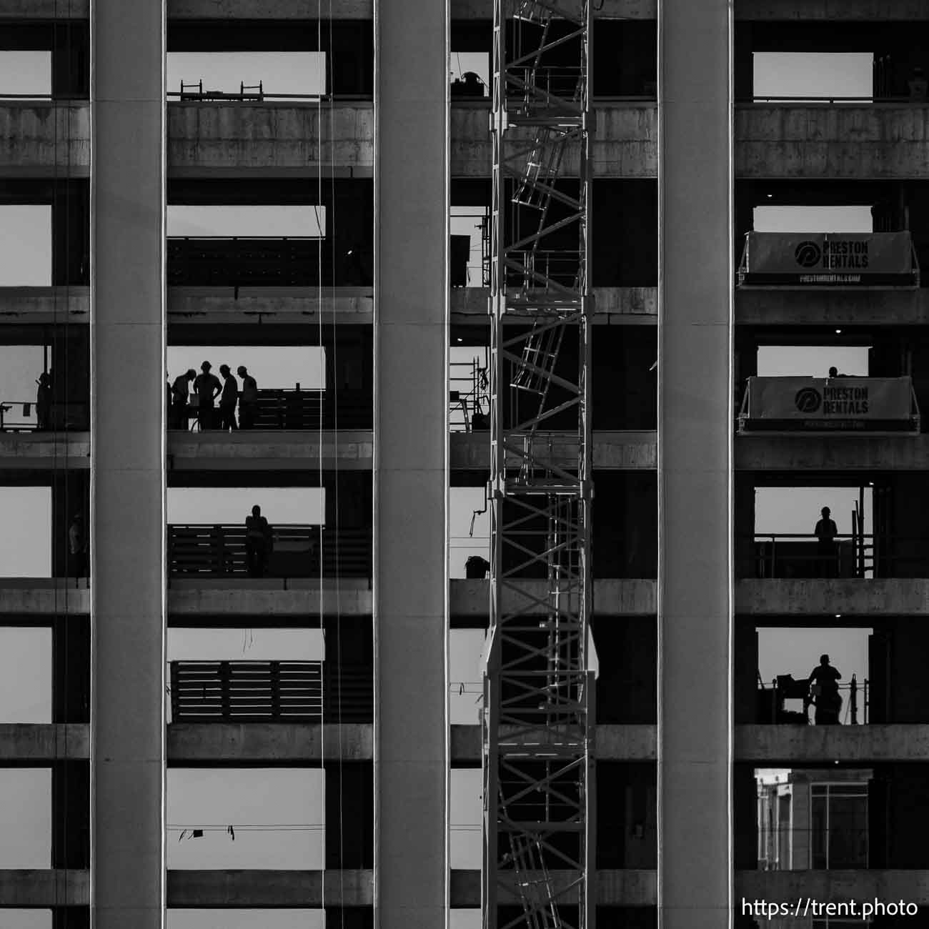 (Trent Nelson  |  The Salt Lake Tribune) Workers at South Temple Tower in Salt Lake City on Wednesday, July 10, 2024.