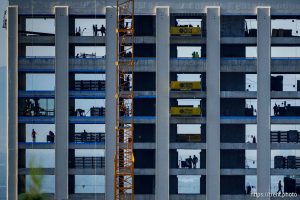 (Trent Nelson  |  The Salt Lake Tribune) Workers at South Temple Tower in Salt Lake City on Wednesday, July 10, 2024.