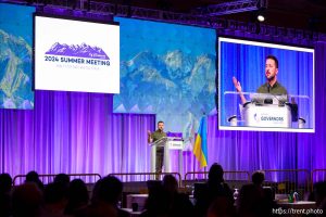 (Trent Nelson  |  The Salt Lake Tribune) Ukrainian President Volodymyr Zelenskyy at the National Governors Association’s summer meeting in Salt Lake City on Friday, July 12, 2024.