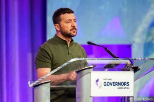 (Trent Nelson  |  The Salt Lake Tribune) Ukrainian President Volodymyr Zelenskyy at the National Governors Association’s summer meeting in Salt Lake City on Friday, July 12, 2024.