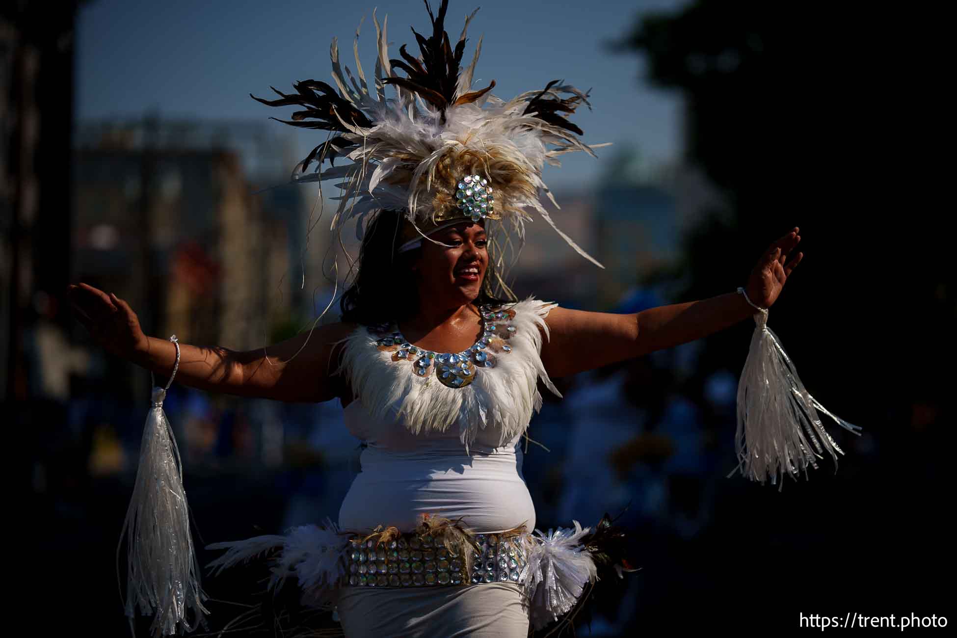 (Trent Nelson  |  The Salt Lake Tribune) The Liahona Alumni Marching Band at the Days of Õ47 Parade in Salt Lake City on Wednesday, July 24, 2024.