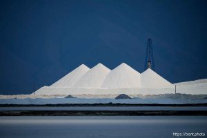 (Trent Nelson | The Salt Lake Tribune) Morton Salt on the shore of the Great Salt Lake on Saturday July 27, 2024.