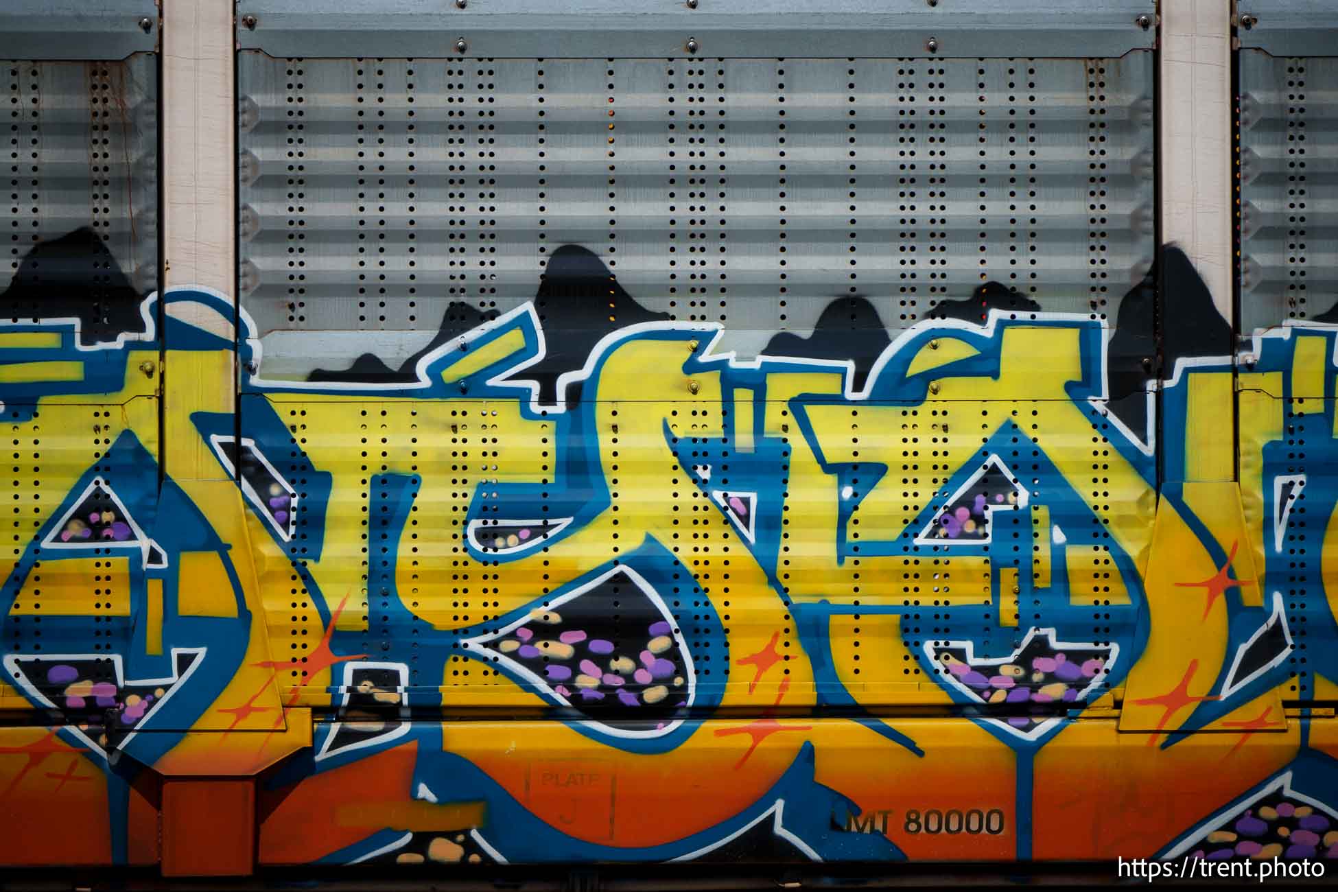 train graffiti in Salt Lake City on Wednesday, Aug. 7, 2024.