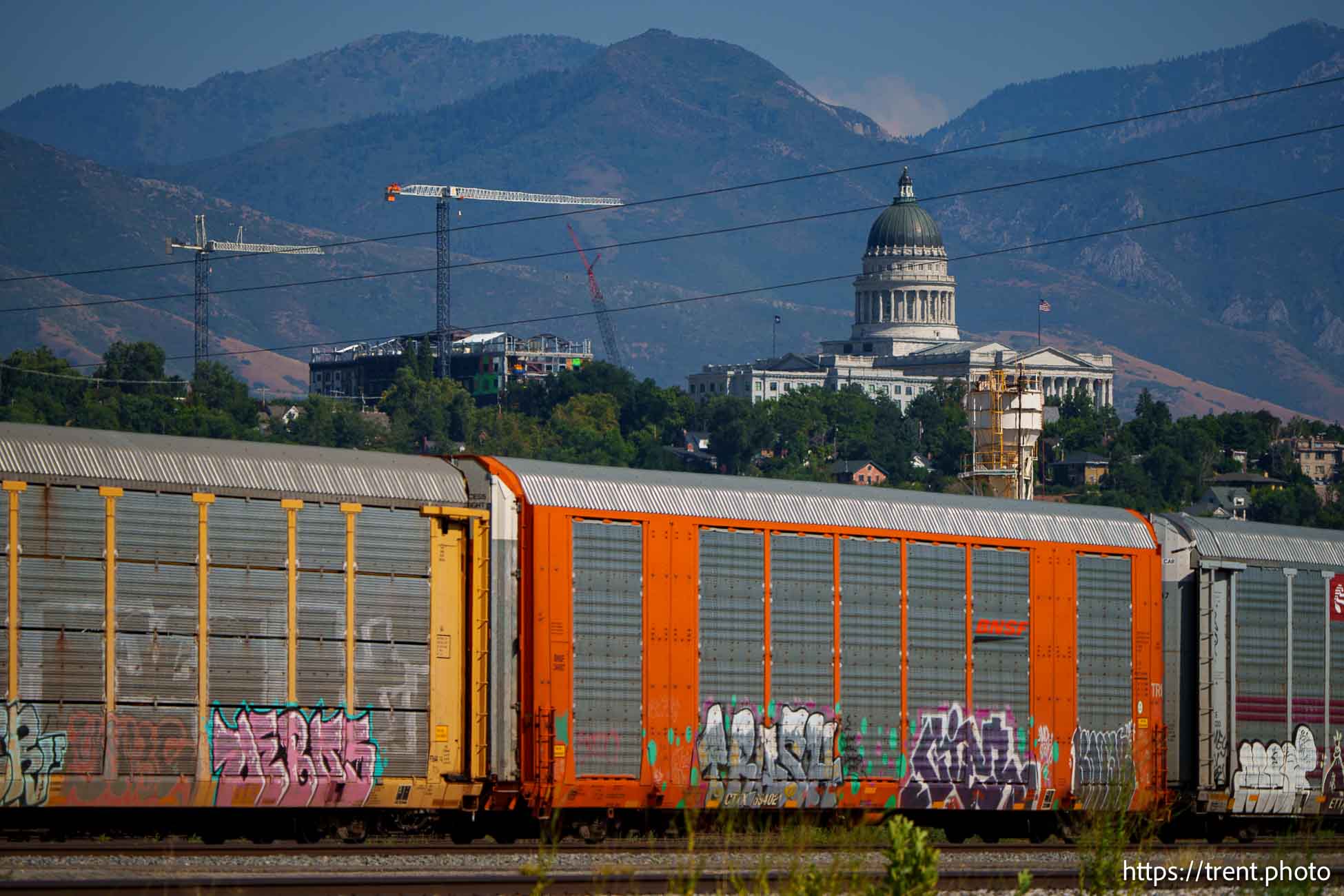 utah capitol, train graffiti in Salt Lake City on Wednesday, Aug. 7, 2024.