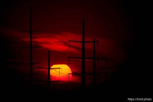 (Trent Nelson  |  The Salt Lake Tribune) The sun goes down near the Utah State Correctional Facility hours before the scheduled execution of Taberon Honie in Salt Lake City on Wednesday, Aug. 7, 2024.