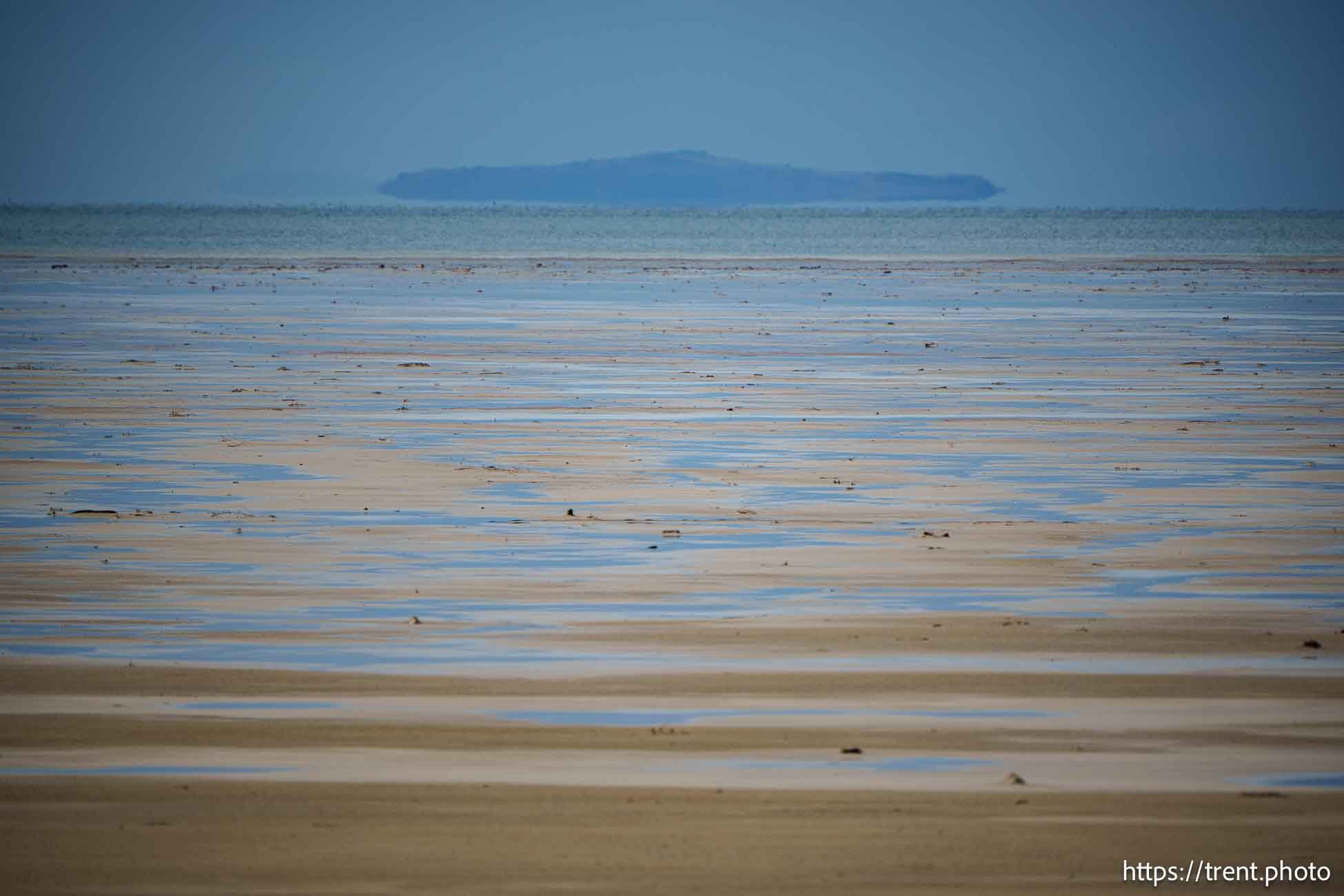 The shore of the Great Salt Lake after a thunderstorm, Saturday August 17, 2024.