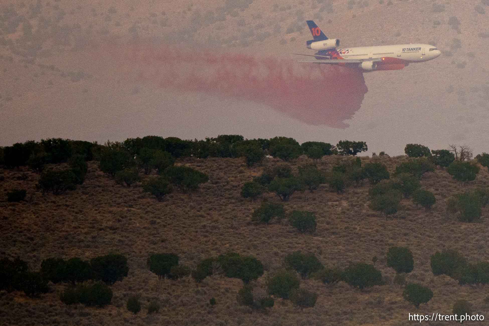 (Trent Nelson  |  The Salt Lake Tribune) Crews fight the Boulter Fire in southeast Tooele County and Juab County on Saturday, Aug. 24, 2024.